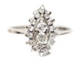 Stunning 14K White Gold Brilliant Diamond Pear Form Ring, Size 8-