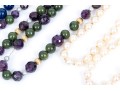 Lot Of Four Bead Necklaces, Including Amethyst And Jade, Chalcedony, Cultured Pearl And Sodalite