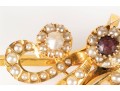Lovely Antique 14k Yellow Gold And Seed Pearl Swirl And Flower Motif Brooch
