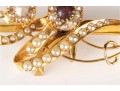 Lovely Antique 14k Yellow Gold And Seed Pearl Swirl And Flower Motif Brooch