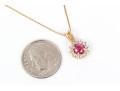 Delicate 14K Pink Sapphire And Diamond Cluster Pendant Necklace