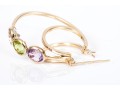 Colorful 14K Amethyst, Peridot And Topaz Set Hoop Earrings