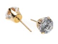 14k Yellow Gold Round Brilliant Cut CZ Stud Earrings
