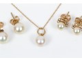 14K And Cultured Pearl Earrings And Pendant Necklace