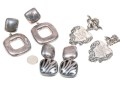 Three Pairs Of Sterling Pendant Clip Back Earrings