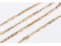14K Cable Link And Station Bar Chain Necklace