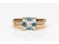 14K Stunning Aquamarine And Diamond Ring, Size 5.25