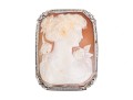 14k White Gold Large Lovely Vintage Rectangular Cut Corner Cameo Brooch/pendant