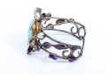 Sterling Striking Larimer, Amethyst And Cultured Freshwater Pearl Cuff Bracelet, With Ring