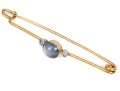 18k Yellow Gold Handsome Blue Star Sapphire And Diamond Kilt Pin