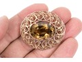 Elegant 14K Smoky Quartz Filigree Brooch