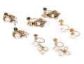 14k Yellow Vintage Lot Of Cultured Pearl And Screw Back Earrings, Assorted Styles
