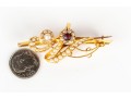 Lovely Antique 14k Yellow Gold And Seed Pearl Swirl And Flower Motif Brooch
