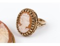 Classic 14K Cameo Brooch And Ring, Size 4.25