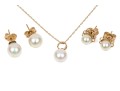 14K And Cultured Pearl Earrings And Pendant Necklace