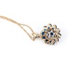14K Sapphire And Accent Diamond Cluster Pendant Necklace