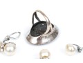 Lot Of Sterling Silver Jewelry Including A Ring And Faux Pearl Earrings