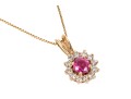 Delicate 14K Pink Sapphire And Diamond Cluster Pendant Necklace