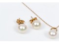 14K And Cultured Pearl Earrings And Pendant Necklace