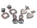 Three Pairs Of Sterling Pendant Clip Back Earrings