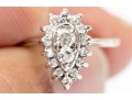 Stunning 14K White Gold Brilliant Diamond Pear Form Ring, Size 8-