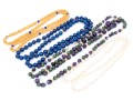 Lot Of Four Bead Necklaces, Including Amethyst And Jade, Chalcedony, Cultured Pearl And Sodalite
