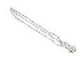 14k White Gold Vintage Three Strand Cultured Pearl And Plaque Link Bracelet