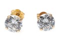 14k Yellow Gold Round Brilliant Cut CZ Stud Earrings