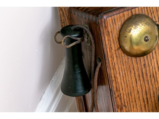 Antique Oak Wall Mount Phone