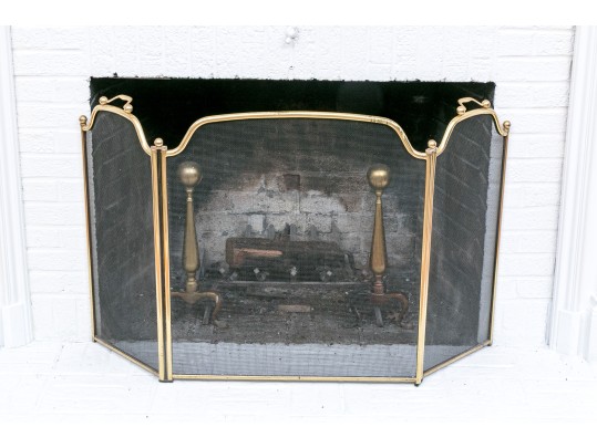 Vintage Brass Fireplace Set