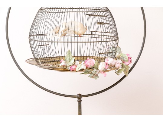 1950's Or Earlier Hendrix Dome Shaped Birdcage With Original Holder