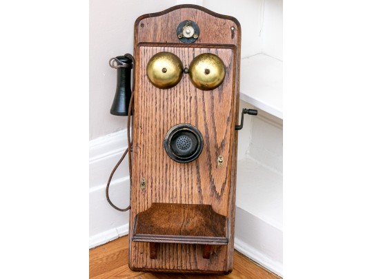 Antique Oak Wall Mount Phone