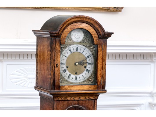 Vintage English Made Diminutive Oak Cased Grandmother Clock