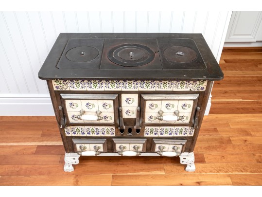Antique Tile And Polished Steel Stove, Probably French Original Retail $2,240