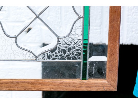 Vintage Hand Leaded And Cut Glass Hanging Panel