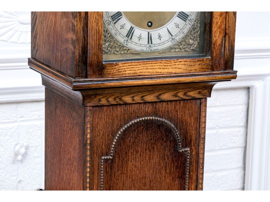 Vintage English Made Diminutive Oak Cased Grandmother Clock