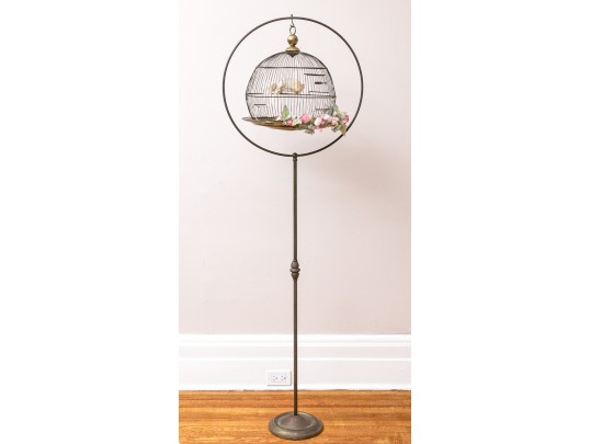 1950's Or Earlier Hendrix Dome Shaped Birdcage With Original Holder