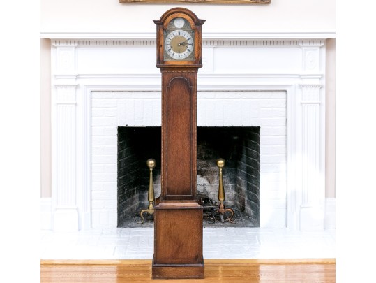 Vintage English Made Diminutive Oak Cased Grandmother Clock