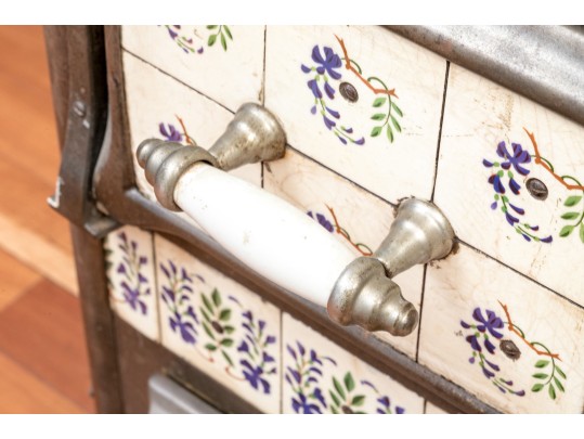 Antique Tile And Polished Steel Stove, Probably French Original Retail $2,240