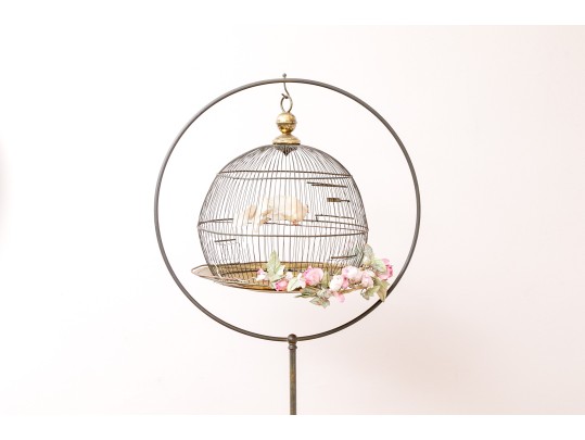 1950's Or Earlier Hendrix Dome Shaped Birdcage With Original Holder