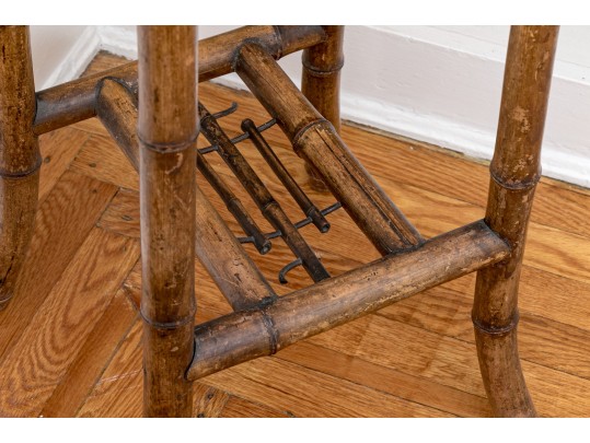 Vintage Arts And Crafts Bamboo Tile Top Plant Stand