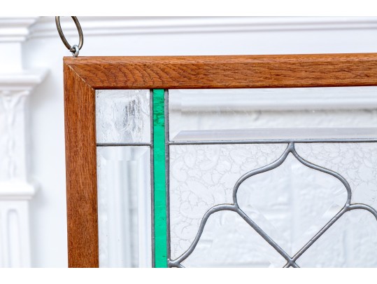 Vintage Hand Leaded And Cut Glass Hanging Panel