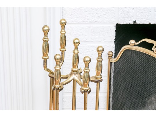 Vintage Brass Fireplace Set