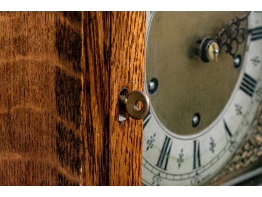 Vintage English Made Diminutive Oak Cased Grandmother Clock