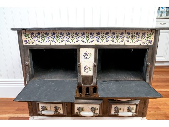 Antique Tile And Polished Steel Stove, Probably French Original Retail $2,240