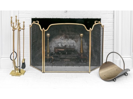Vintage Brass Fireplace Set