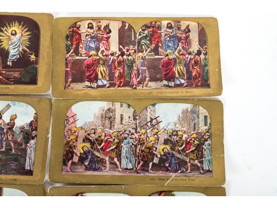 Antique Wood Paragonscope Stereoscope With Religious Stereoview Cards