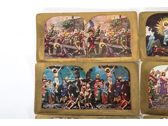 Antique Wood Paragonscope Stereoscope With Religious Stereoview Cards