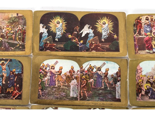 Antique Wood Paragonscope Stereoscope With Religious Stereoview Cards