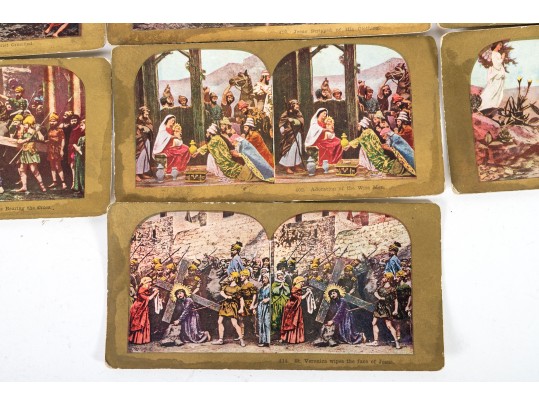 Antique Wood Paragonscope Stereoscope With Religious Stereoview Cards